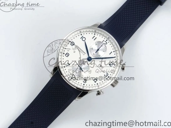 MIROTIME 0511 Casual Portuguese Chrono IW3716 Z+F 1:1 Best Edition White Dial on Blue Rubber Strap A 7016
